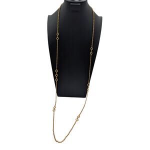 Vtg Crown Trifari Textured Loop Approx. 52" Twisted O Station Chain Necklace